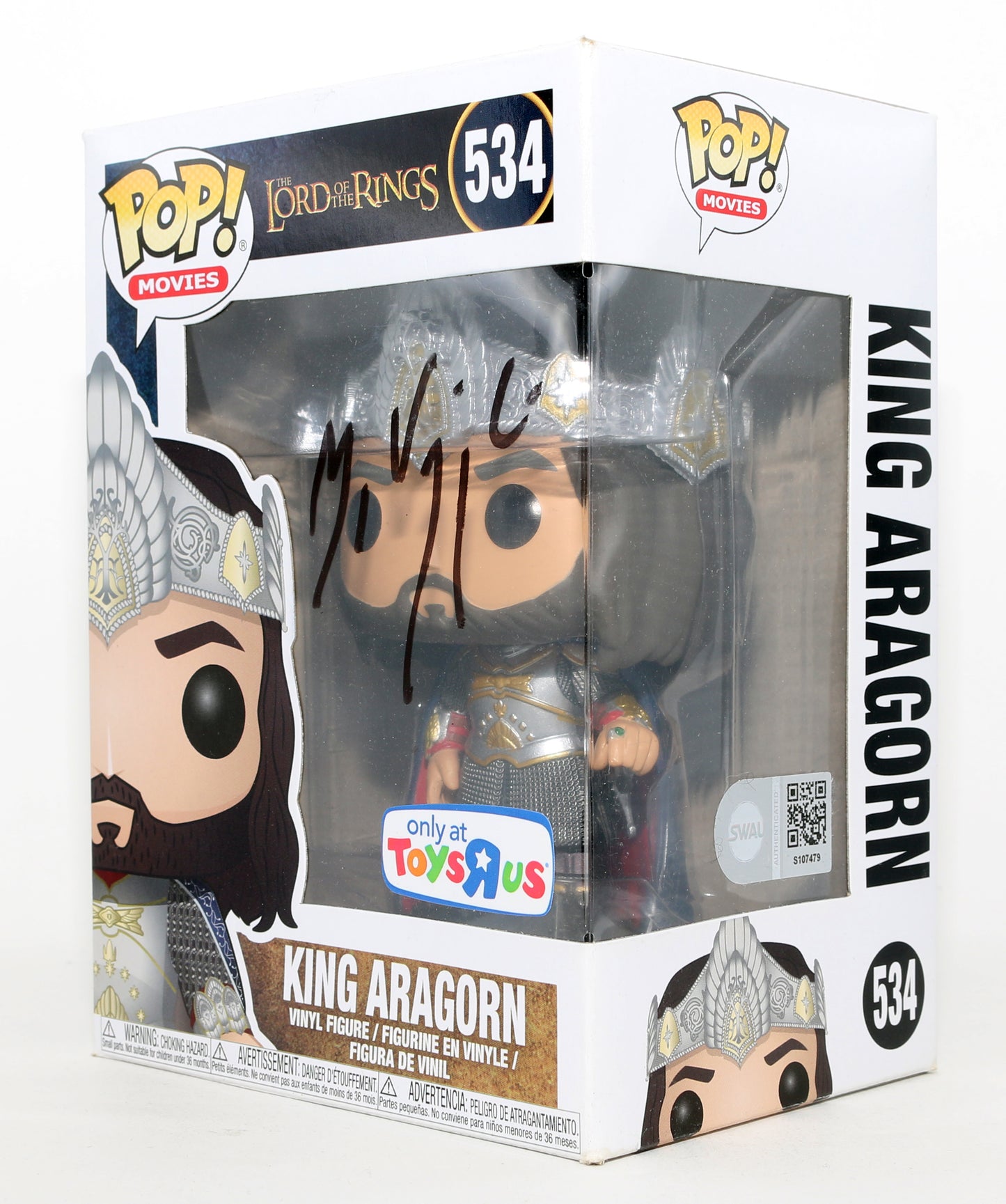 
                  
                    Viggo Mortensen as Aragorn in The Lord of the Rings: The Return of the King Toys "R" Us Exclusive (SWAU) Signed Funko POP! #534
                  
                
