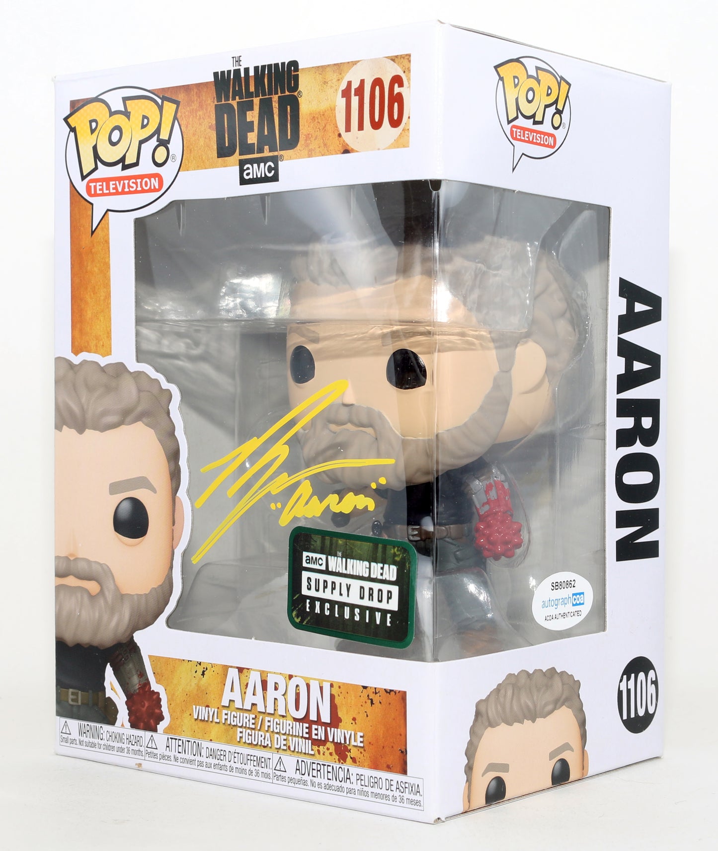 
                  
                    Ross Marquand as Aaron in The Walking Dead Supply Drop Exclusive Signed Funko POP! #1106 with Character Name
                  
                