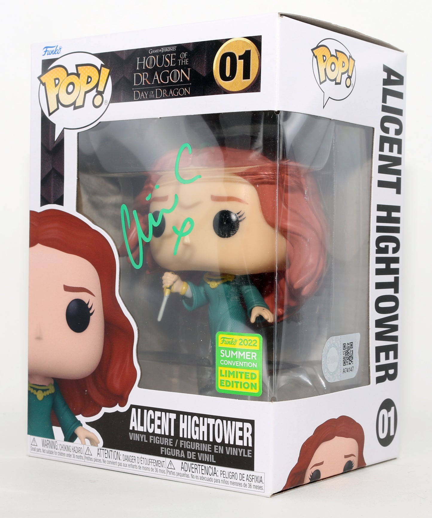 
                  
                    Olivia Cooke as Alicent Hightower in House of the Dragon Funko 2022 Summer Convention Limited Edition (SWAU) Signed Funko POP! #01
                  
                