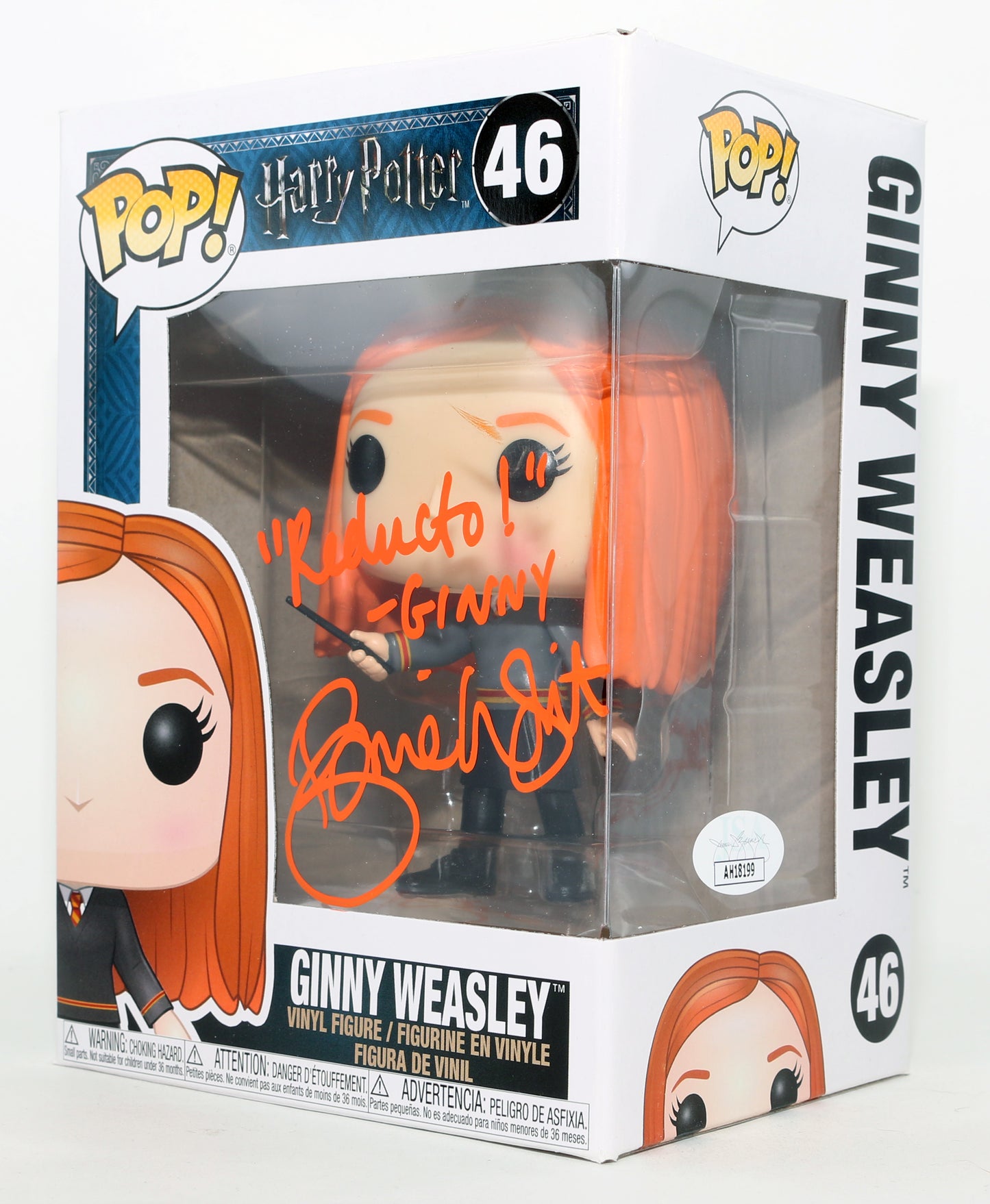 
                  
                    Bonnie Wright as Ginny Weasley in Harry Potter (JSA) Signed Funko POP! #46 with Character Name & Quote
                  
                