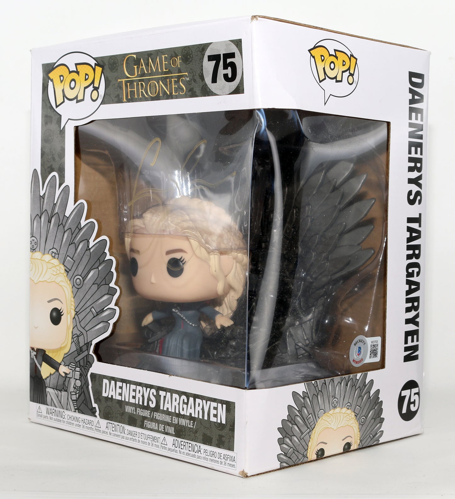 
                  
                    Emilia Clarke as Daenerys Targaryen in Game of Thrones (Beckett) Signed Oversized Funko POP! #75
                  
                