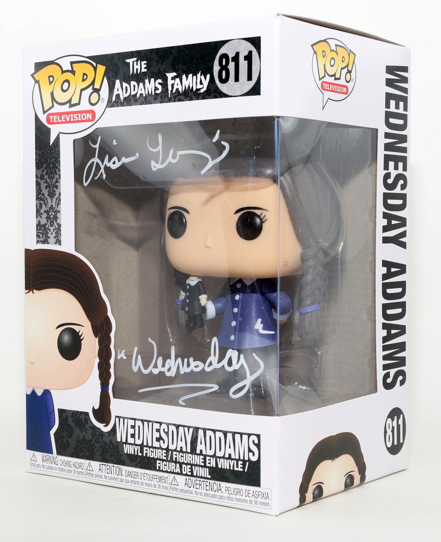 
                  
                    Lisa Loring as Wednesday Addams in The Addams Family Signed Funko POP! #811 with Character Name
                  
                