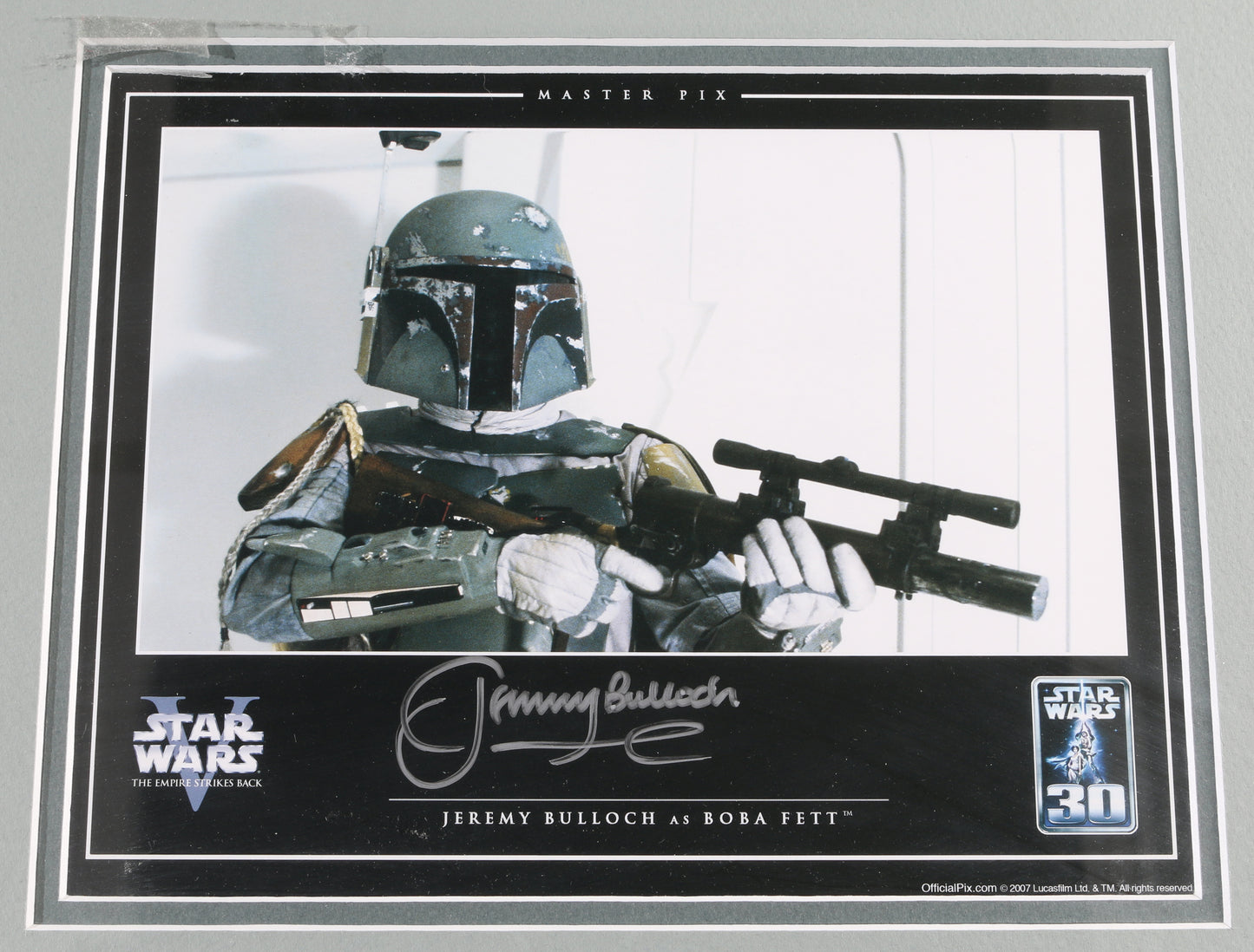 
                  
                    Jeremy Bulloch as Boba Fett in Star Wars: The Empire Strikes Back (Official Pix) Framed Signed 8x10 Photo
                  
                