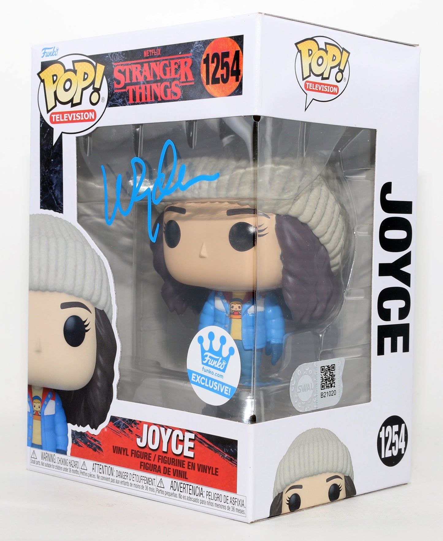 
                  
                    Winona Ryder as Joyce Byers in Stranger Things (SWAU) Signed Funko POP!#1254
                  
                