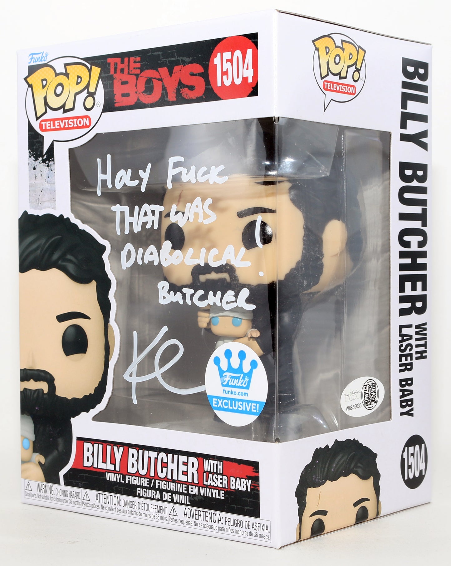 
                  
                    Karl Urban as Billy Butcher in The Boys Funko Exclusive (JSA) Signed Funko POP! #1504 with Character Name & Quote
                  
                
