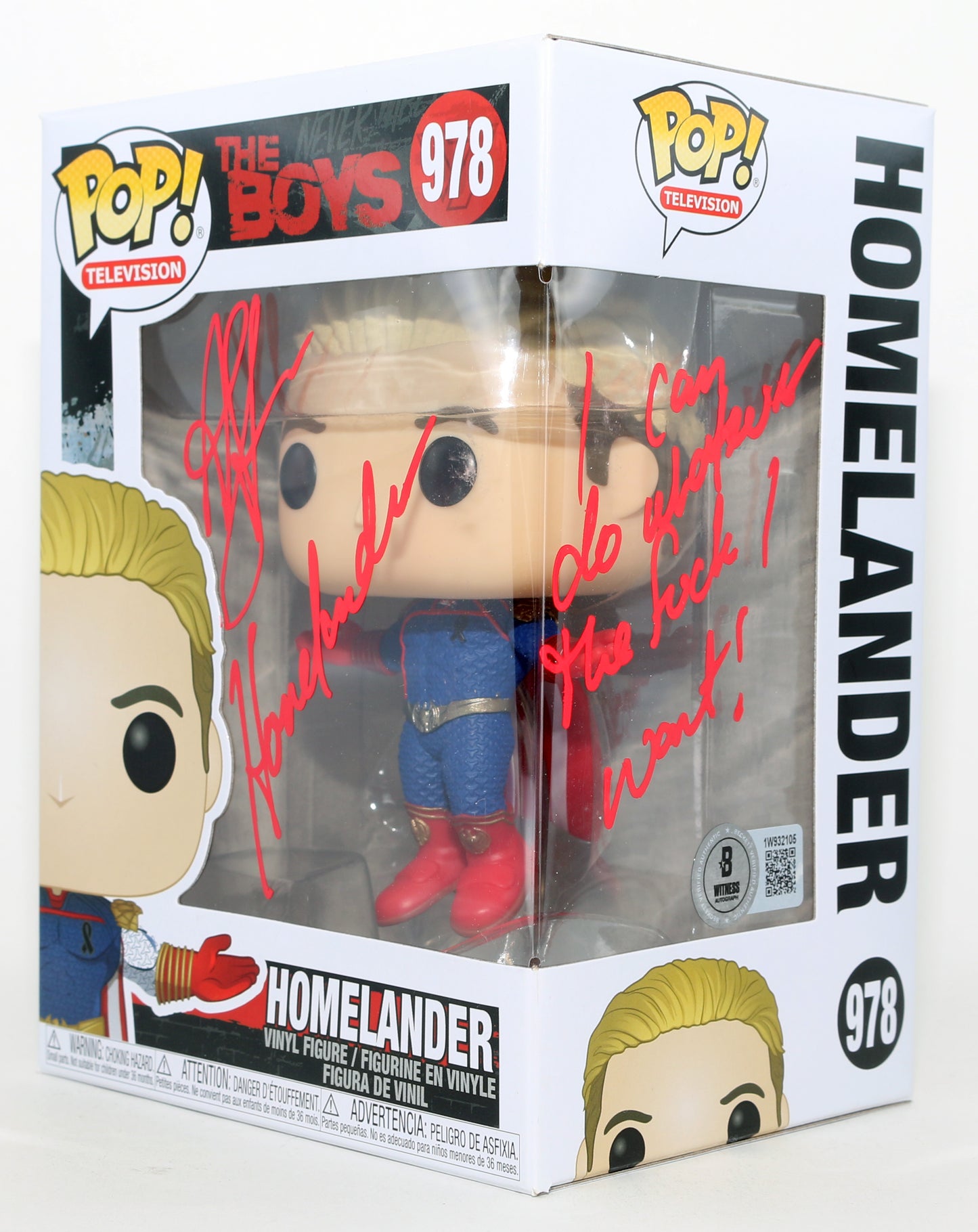 
                  
                    Antony Starr as Homelander in The Boys (Beckett Witnessed) Signed Funko POP! #978 with Character Name & Quote
                  
                
