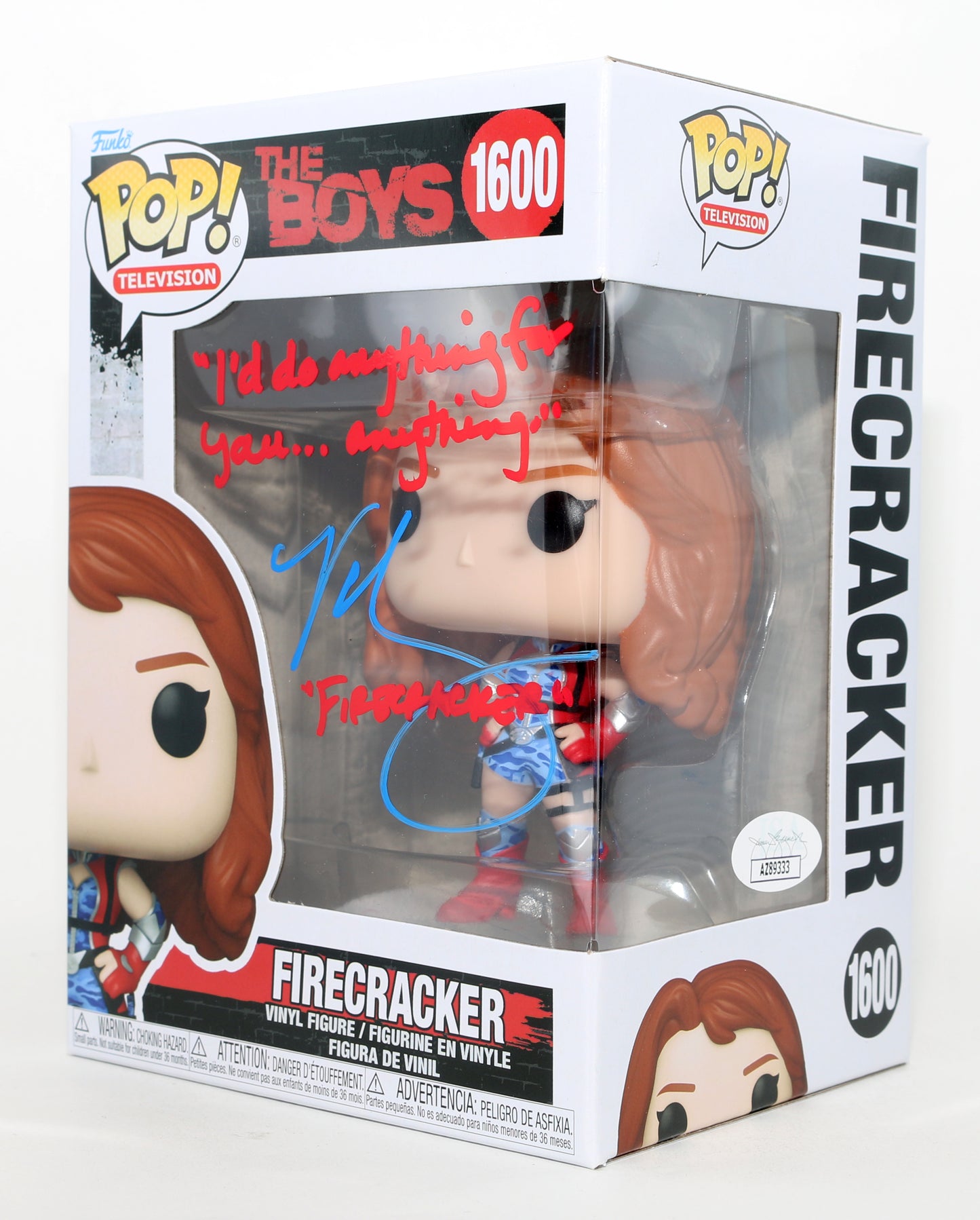 
                  
                    Valorie Curry as Firecracker in The Boys (JSA) Signed Funko POP! #1600 with Character Name & Quote
                  
                