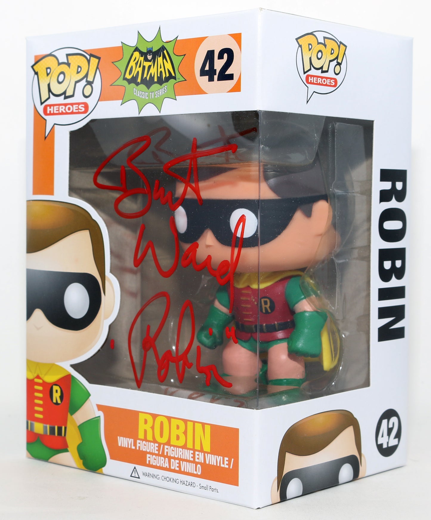 
                  
                    Burt Ward as Robin in Batman 1966 Signed Funko POP! #42 with Character Name
                  
                