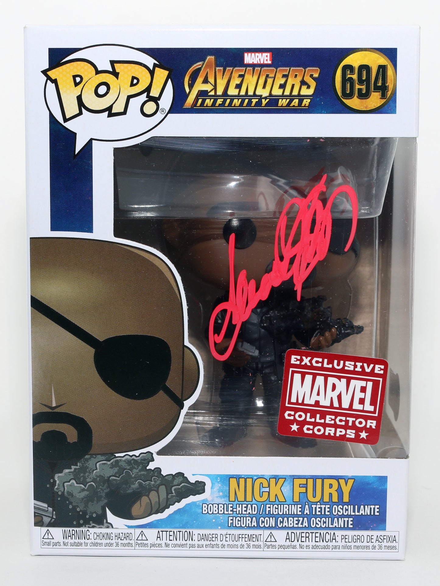 
                  
                    Samuel L. Jackson as Nick Fury in Avengers: Infinity War Marvel Collector Corps Exclusive (Beckett) Signed Funko POP! #694
                  
                