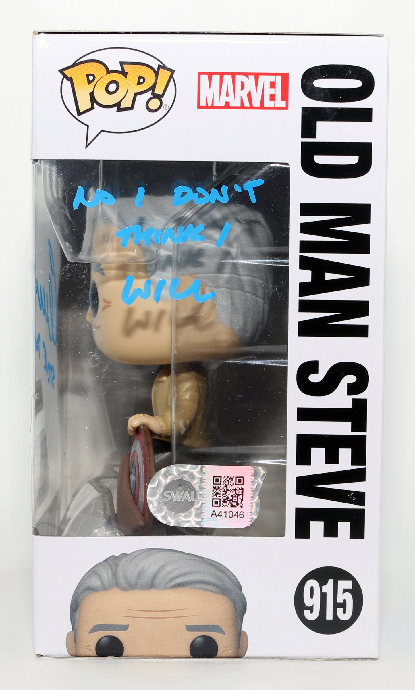 
                  
                    Chris Evans as OId Man Steve in Avengers: Endgame Marvel Year of the Shield Amazon Exclusive (SWAU) Signed Funko POP! #915 with Character Name & Quote
                  
                