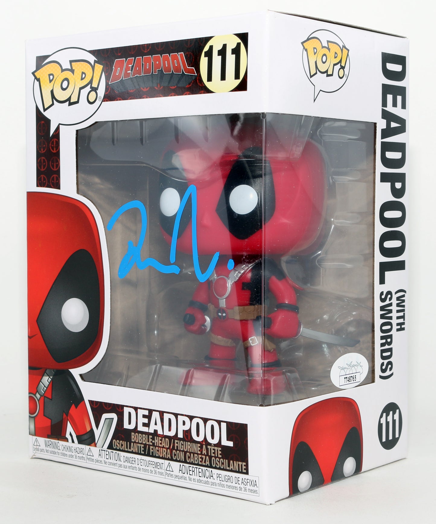 
                  
                    Ryan Reynolds as Deadpool in Deadpool (JSA) Signed Funko POP! #111
                  
                