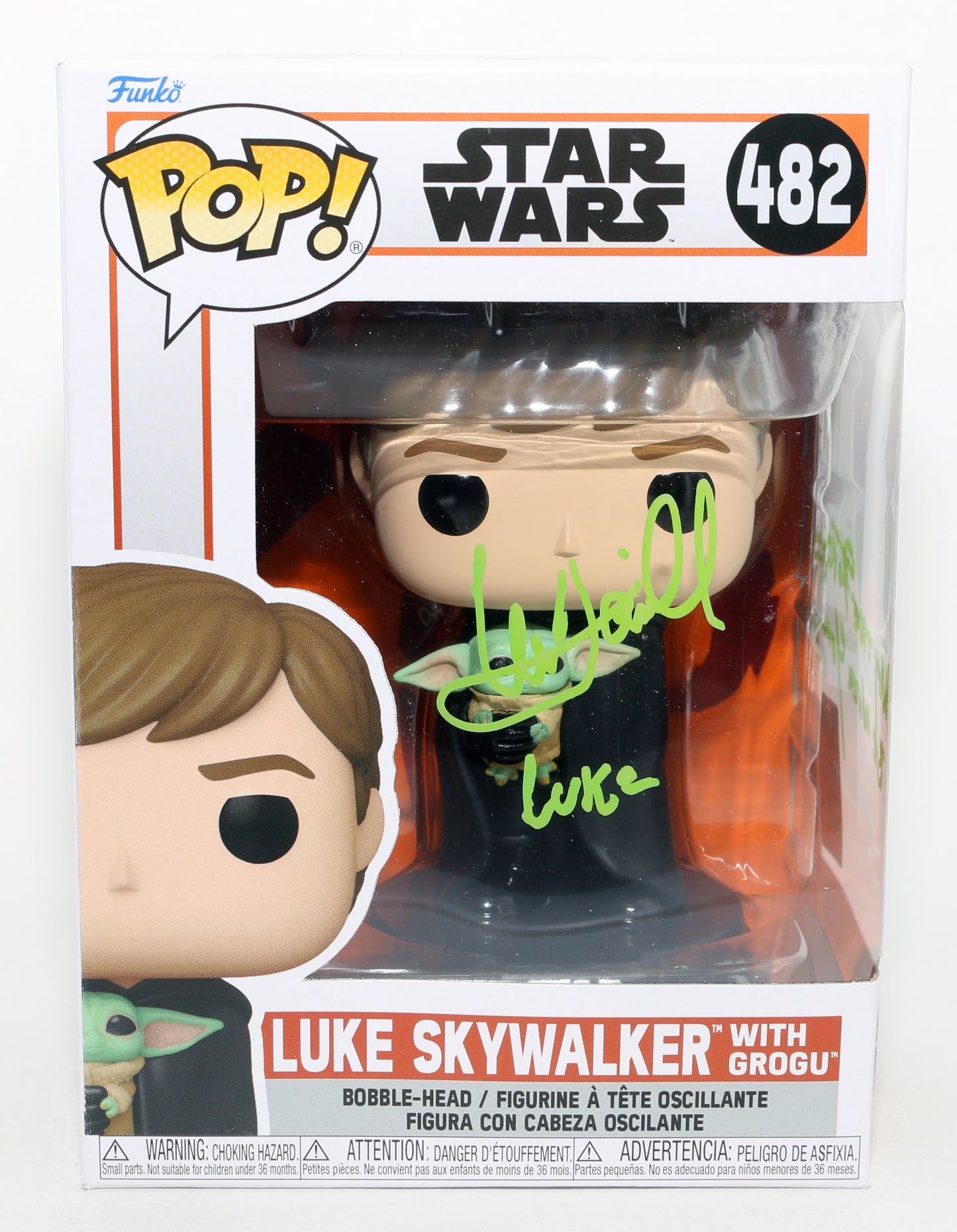 
                  
                    Mark Hamill as Luke Skywalker with Grogu in Star Wars: The Mandalorian (Official Pix) Signed Funko POP! #482 with Character Name & Quote
                  
                