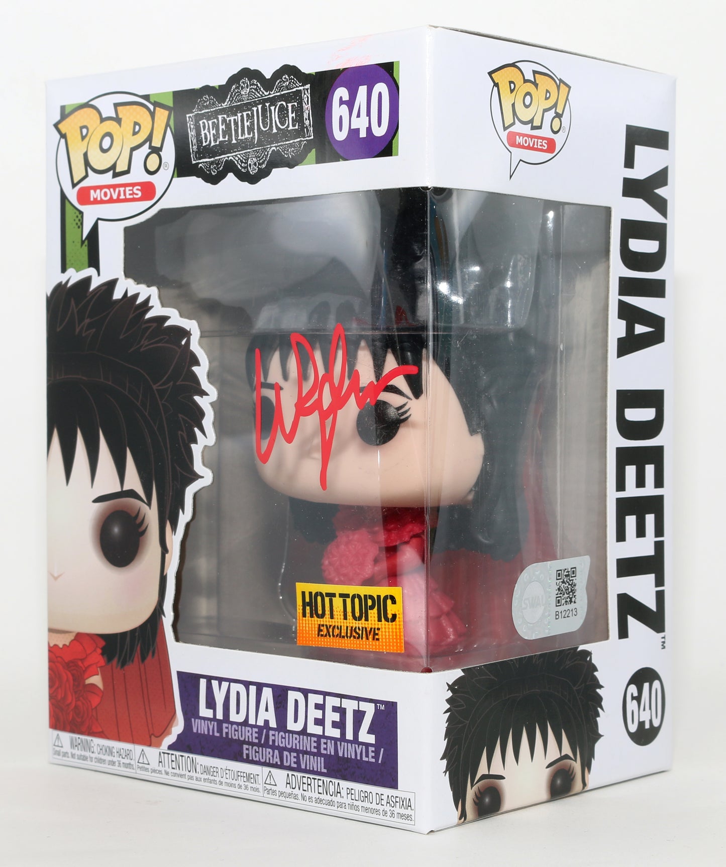 
                  
                    Winona Ryder as Lydia Deetz in Beetlejuice Hot Topic Exclusive (SWAU) Signed Funko POP! #640
                  
                