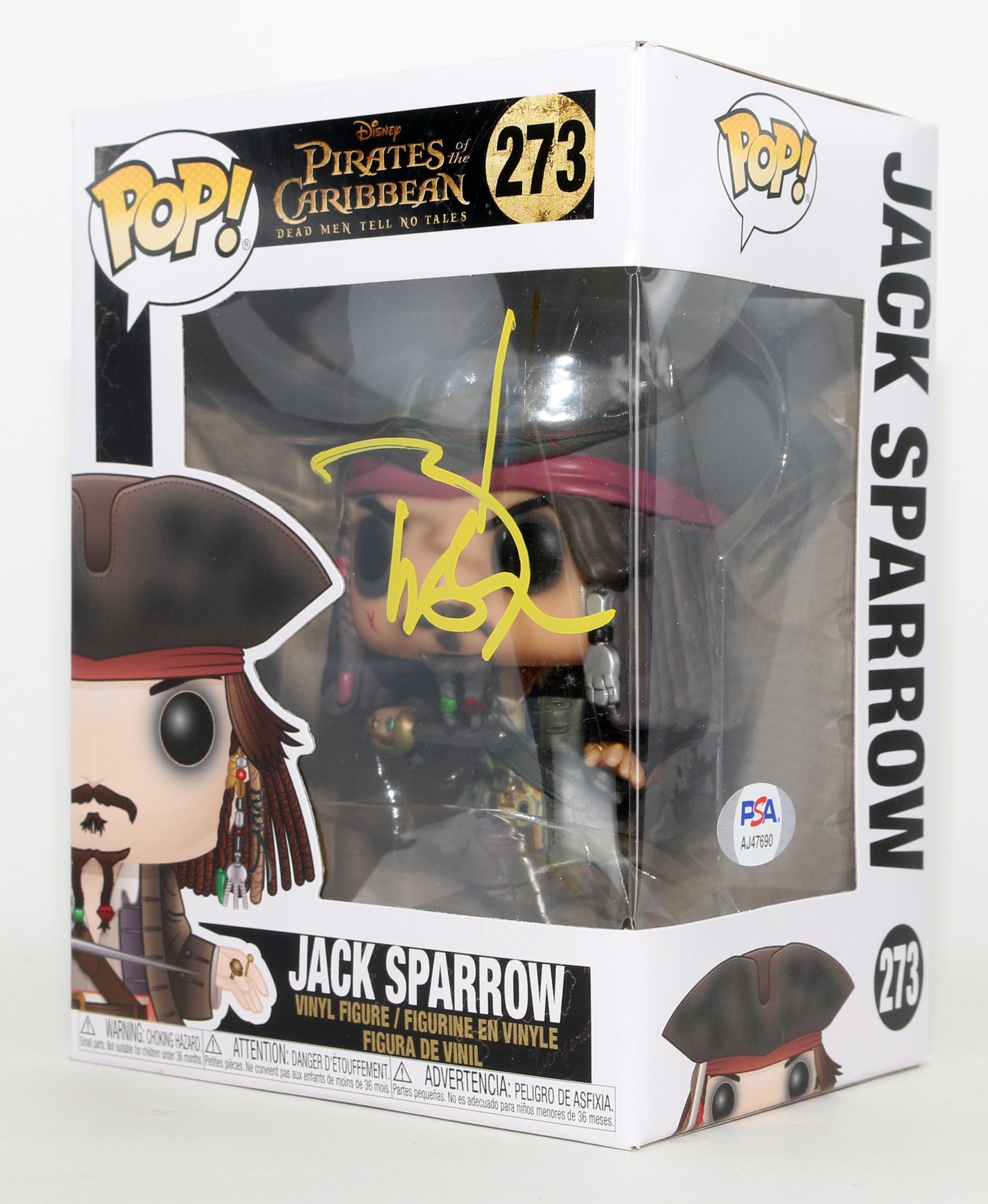 
                  
                    Johnny Depp as Captain Jack Sparrow in Pirates of the Caribbean: Dead Men Tell No Tales (PSA) Signed Funko POP! #273
                  
                