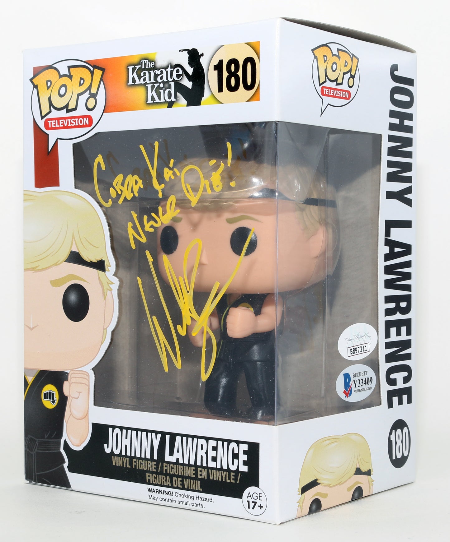 
                  
                    William Zabka as Johnny Lawrence in The Karate Kid (JSA / Beckett) Signed Funko POP! #180 with Quote
                  
                