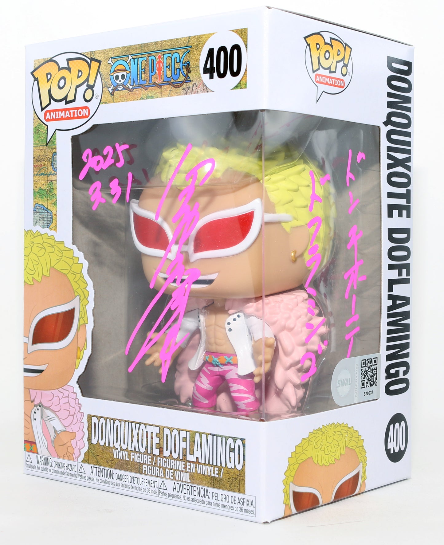
                  
                    Hideyuki Tanaka Donquixote Doflamingo in One Piece (SWAU) Signed Funko POP! #400
                  
                