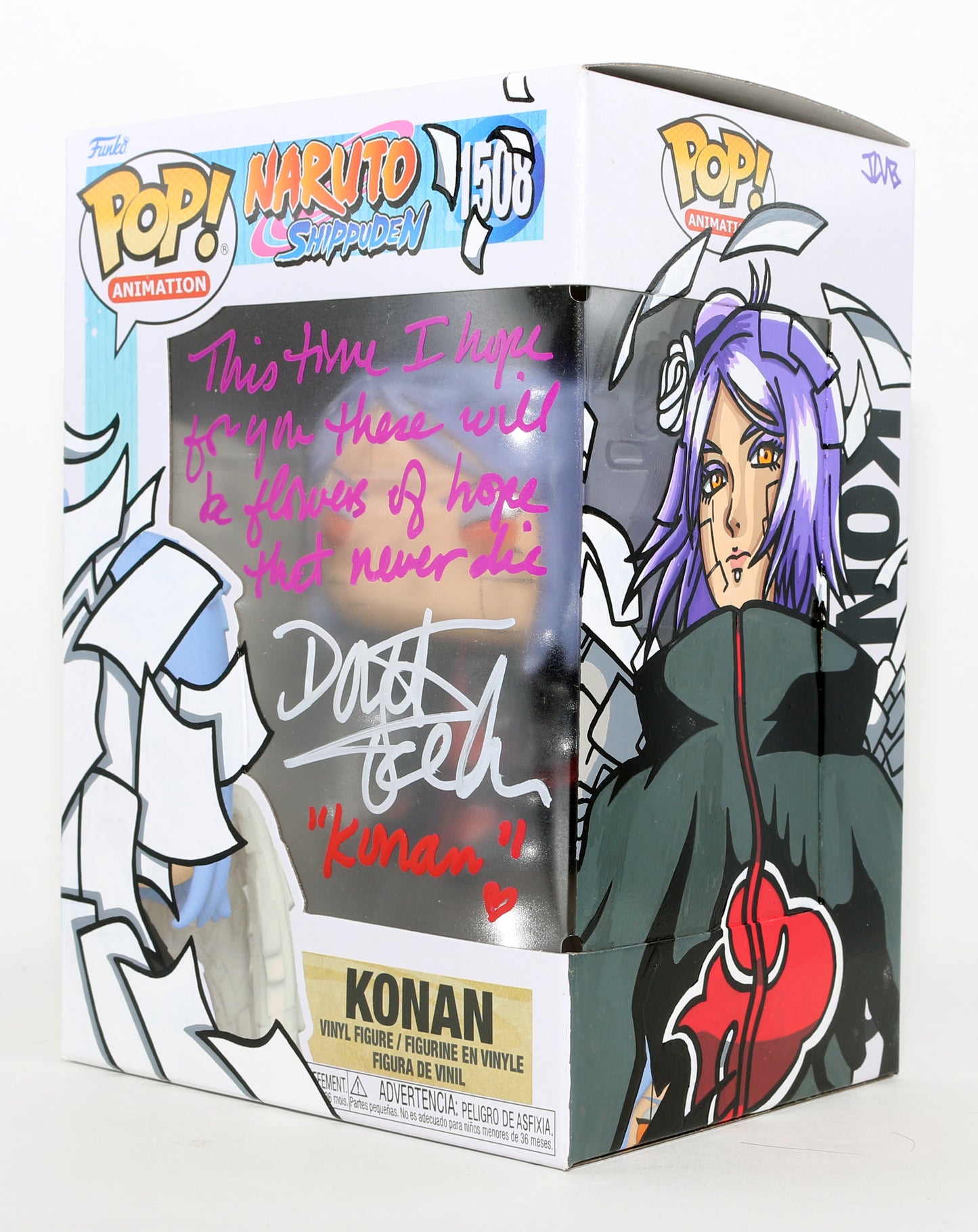 
                  
                    Dorothy Fahn as Konan in Naruto Shippuden (JSA) Signed Funko POP! #1508 with Drawing, Character Name, & Quote
                  
                