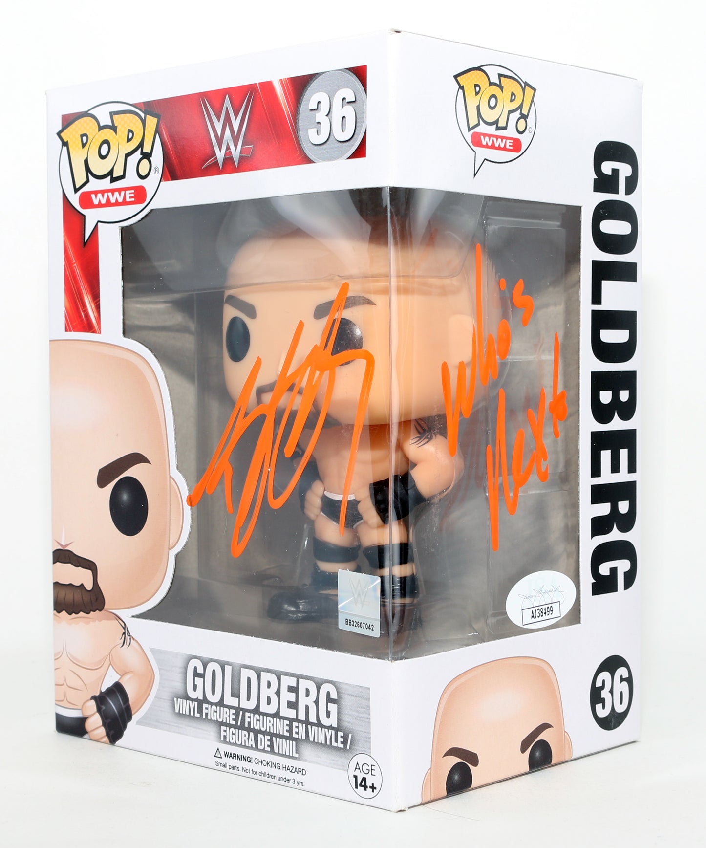 
                  
                    Goldberg WWE Wrestler (JSA) Signed Funko POP! #36 with Quote
                  
                