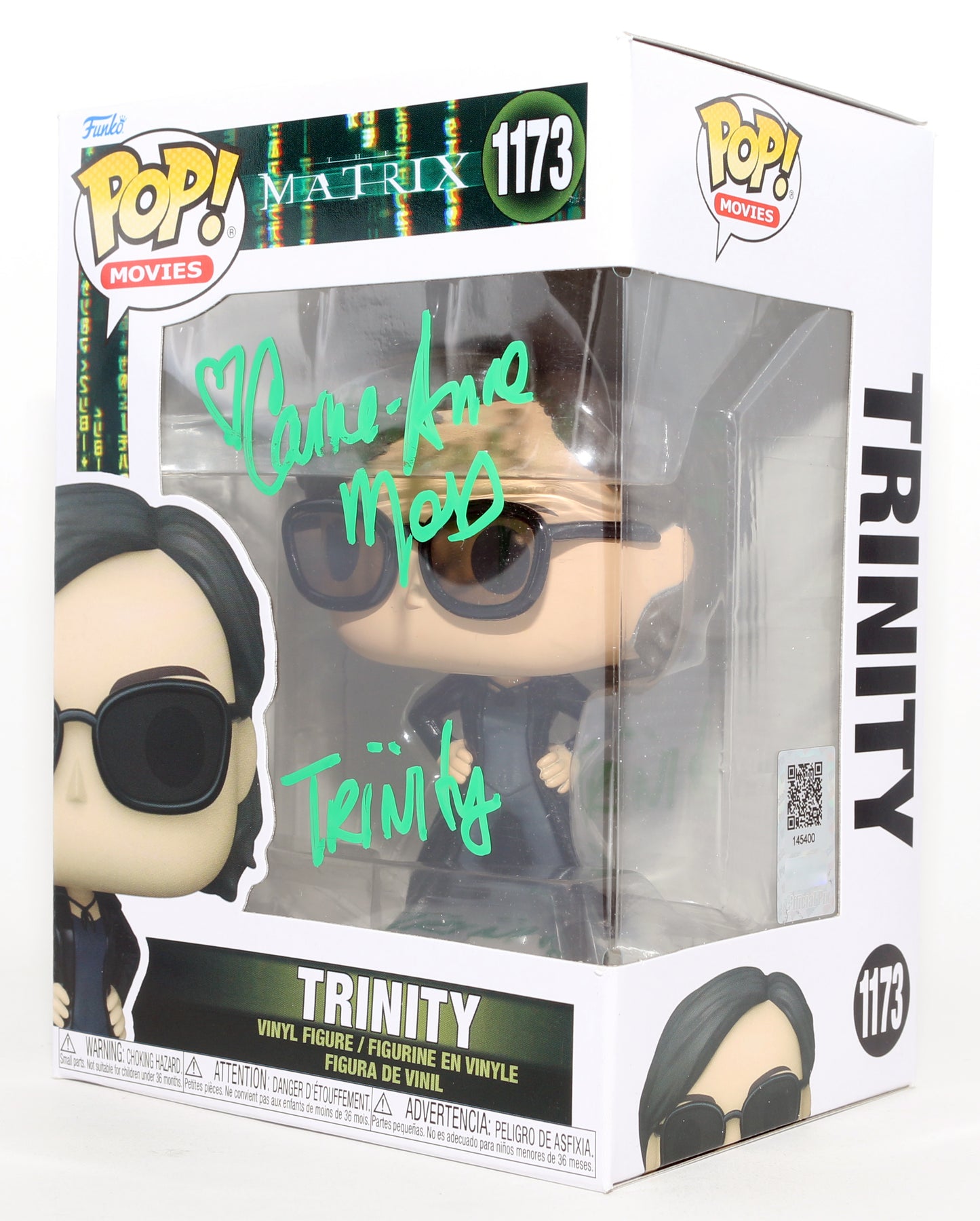 
                  
                    Carrie-Anne Moss as Trinity in The Matrix (Official Pix) Signed Funko POP! #1173 with Character Name
                  
                