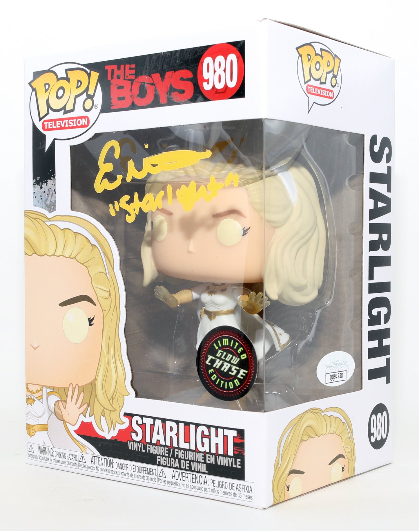 
                  
                    Erin Moriarty as Starlight in The Boys Glow Chase Limited Edition (JSA) Signed Funko POP! #980 with Character Name
                  
                