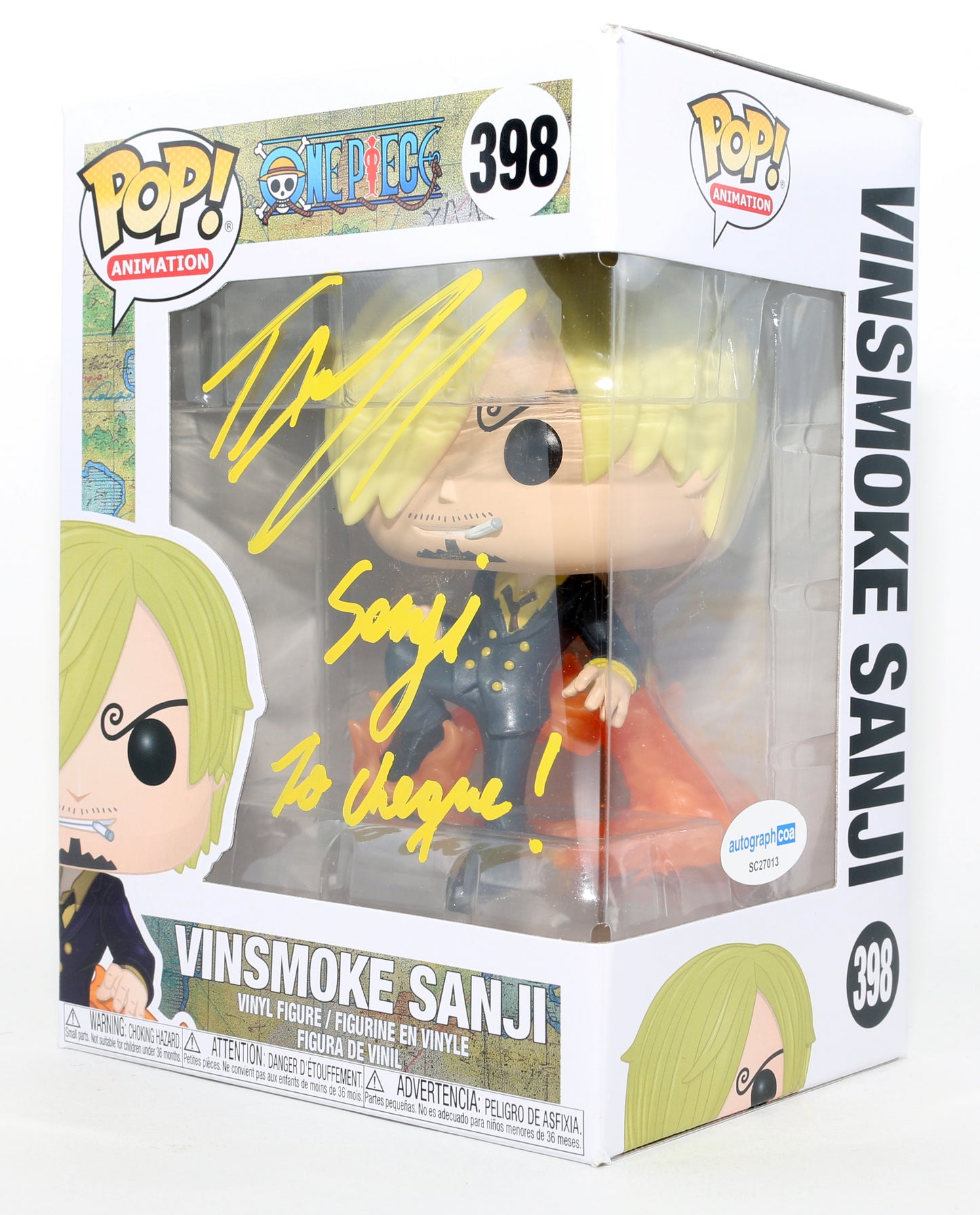 
                  
                    Taz Skylar as Vinsmoke Sanji in One Piece Signed Funko POP! #398 with Character Name
                  
                