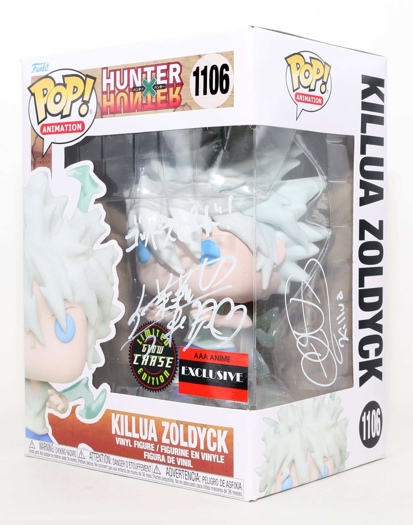 
                  
                    Mariya Ise as Killua Zoldyck in Hunter X Hunter GITD Chase Edition AAA Anime Exclusive Signed Funko POP! #1106 with Character Name
                  
                