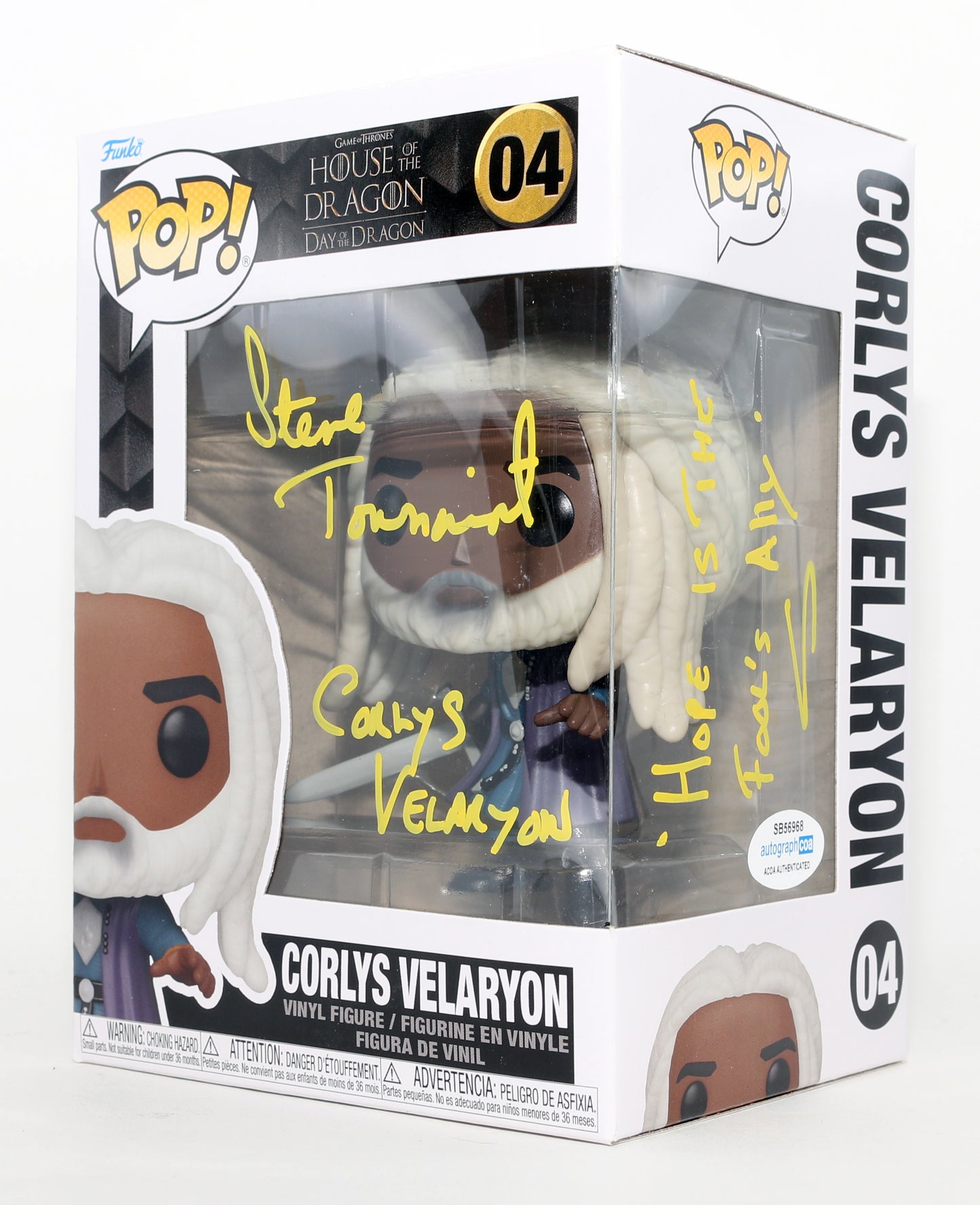 
                  
                    Steve Toussaint as Corlys Velaryon in House of the Dragon Signed Funko POP! #04 with Character Name & Quote
                  
                