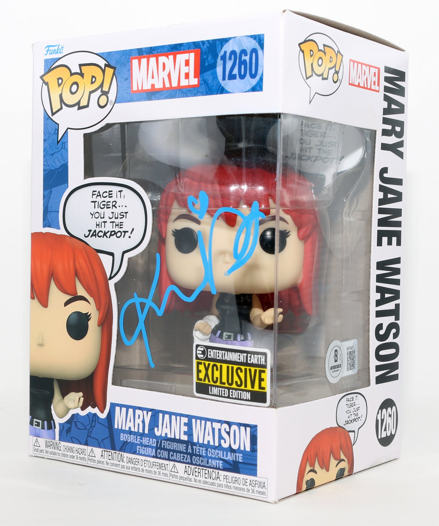 
                  
                    Kirsten Dunst as Mary Jane Watson in Spider-Man Entertainment Earth Exclusive (Beckett) Signed Funko POP! #1260
                  
                