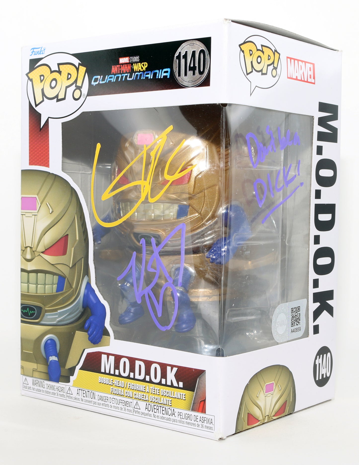 
                  
                    Corey Stoll as M.O.D.O.K. & Kathryn Newton as Cassie Lang in Ant-Man & The Wasp: Quantumania (SWAU) Signed Funko POP! #1140 with Quote
                  
                