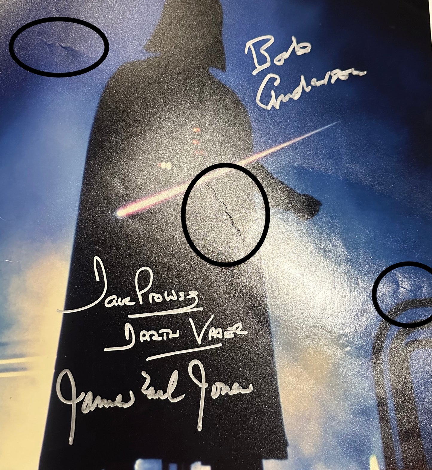 
                  
                    James Earl Jones, Dave Prowse, & Bob Anderson Darth Vader Star Wars: The Empire Strikes Back Signed 11x14 (Official Pix) Photo
                  
                