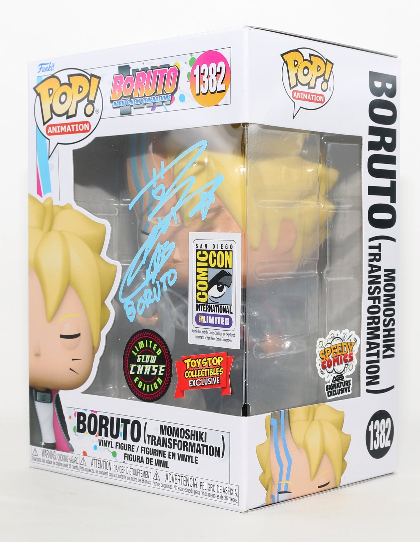 
                  
                    Yūko Sanpei as Boruto Uzumaki in Boruto: Naruto Next Generations GITD Chase Toy Stop Collectibles SDCC Exclusive Signed Funko POP! #1382 with Character Name
                  
                