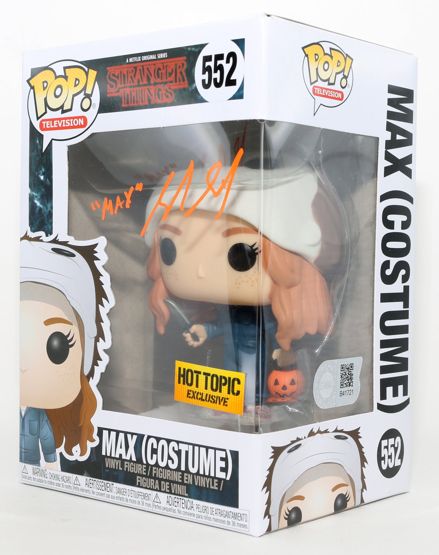 
                  
                    Sadie Sink as Max Mayfield in Stranger Things Hot Topic Exclusive (SWAU) Signed Funko POP! #552 with Character Name
                  
                