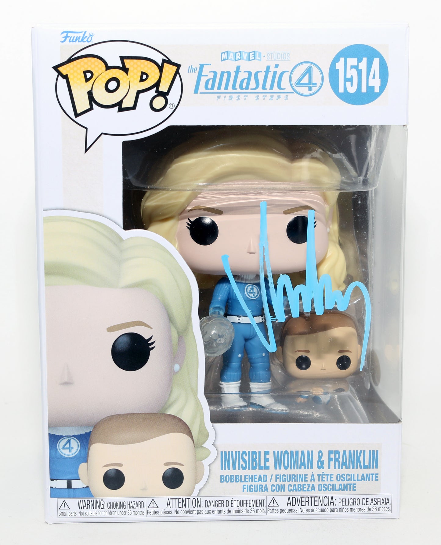 
                  
                    Vanessa Kirby as Sue Storm / Invisible Woman & Franklin in The Fantastic Four: First Steps (JSA) Signed Funko POP! #1514
                  
                