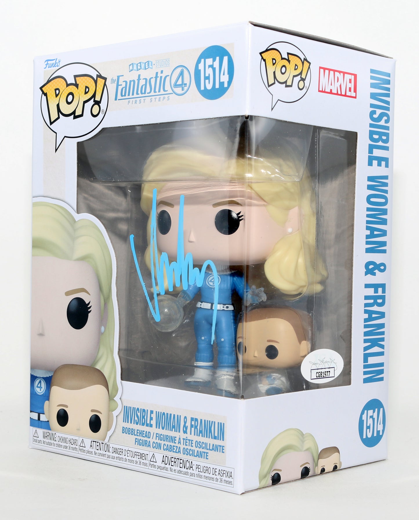 
                  
                    Vanessa Kirby as Sue Storm / Invisible Woman & Franklin in The Fantastic Four: First Steps (JSA) Signed Funko POP! #1514
                  
                