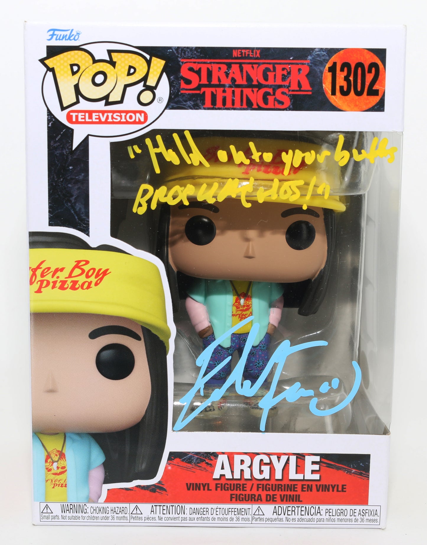 
                  
                    Eduardo Franco as Argyle in Stranger Things (JSA) Signed Funko POP! #1302 with Quote
                  
                
