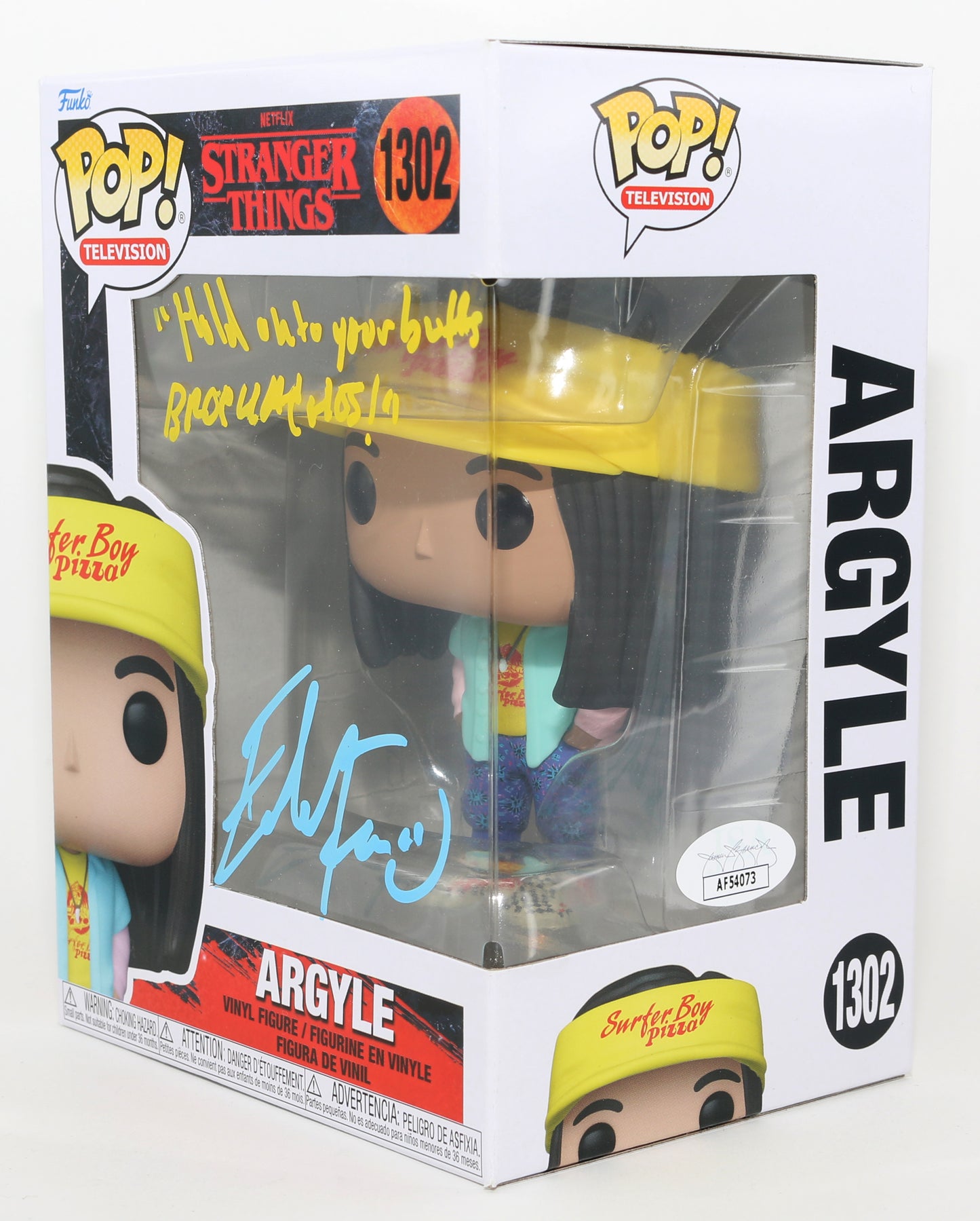 
                  
                    Eduardo Franco as Argyle in Stranger Things (JSA) Signed Funko POP! #1302 with Quote
                  
                