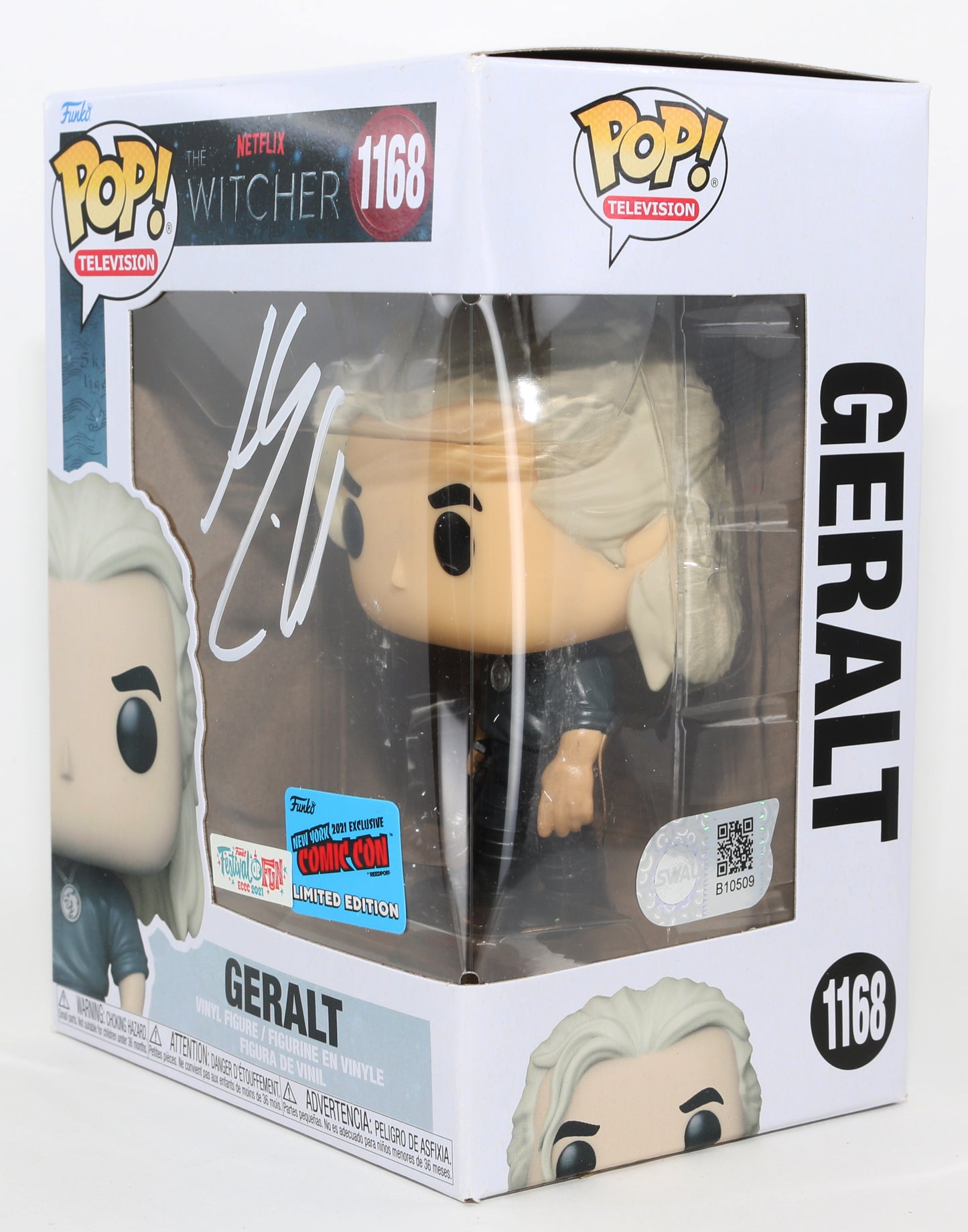 
                  
                    Henry Cavill as Geralt of Rivia in The Witcher 2021 ECCC Festival of Fun / 2021 NYCC Exclusive(SWAU) Signed Funko POP! #1168
                  
                