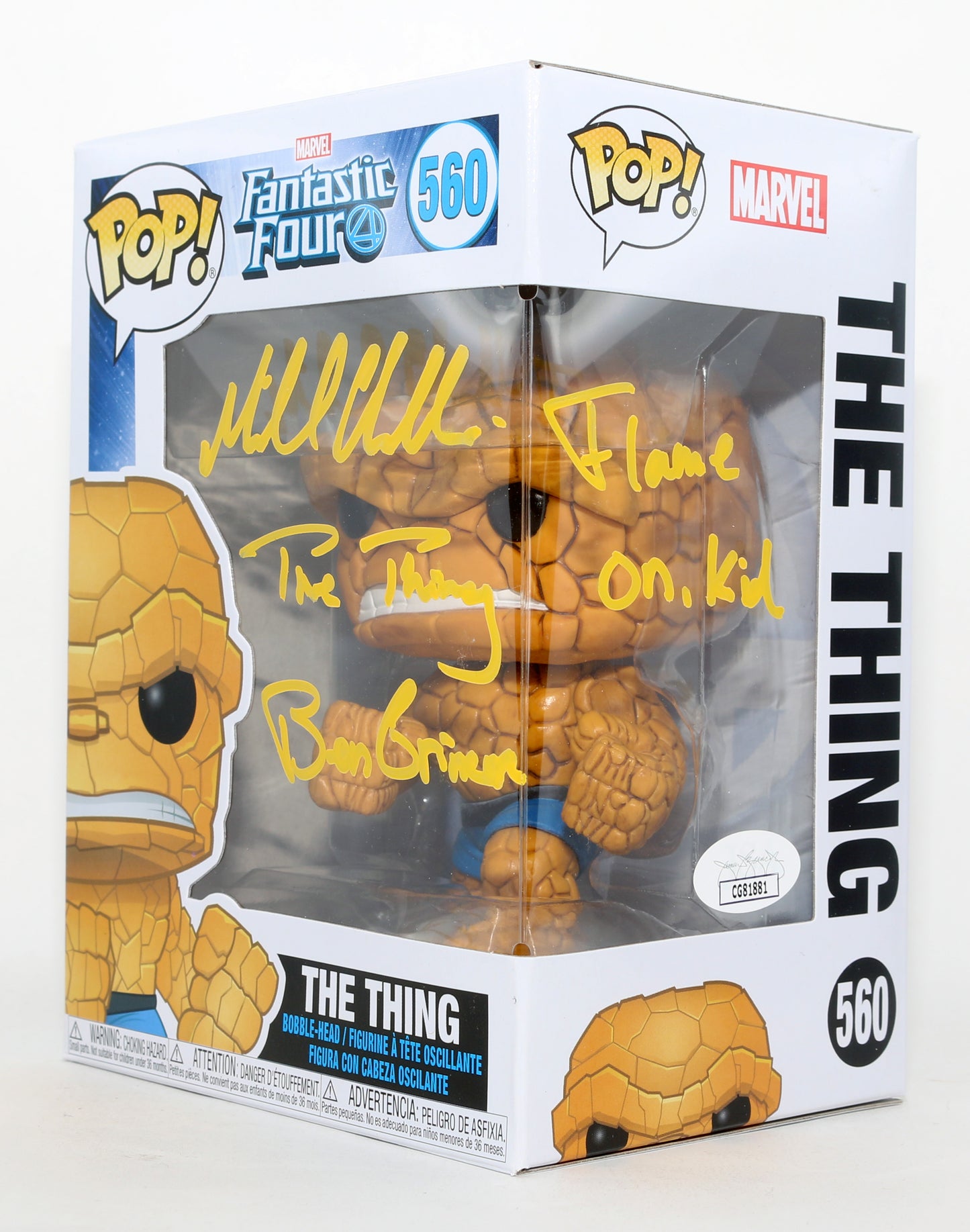 
                  
                    Michael Chiklis as Ben Grimm / The Thing in Fantastic Four (JSA) Signed Funko POP! #560 with Character Names & Quote
                  
                