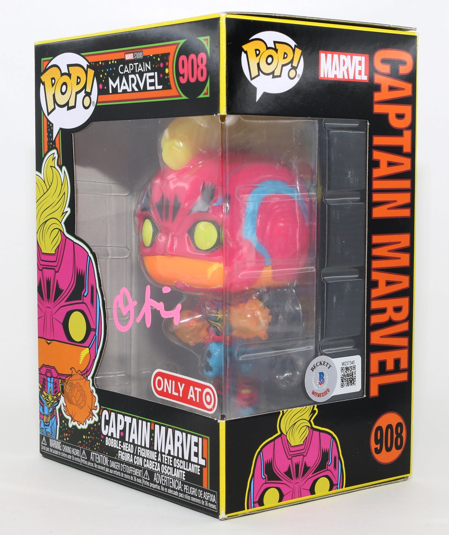 
                  
                    Brie Larson as Captain Marvel in Captain Marvel Blacklight Target Exclusive (Beckett) Signed Funko POP! #908
                  
                