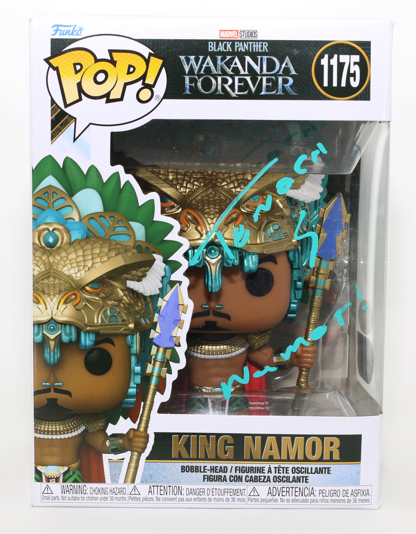 
                  
                    Tenoch Huerta as King Namor in Black Panther: Wakanda Forever (SWAU / JSA) Signed Funko POP! #1175 with Character Name
                  
                