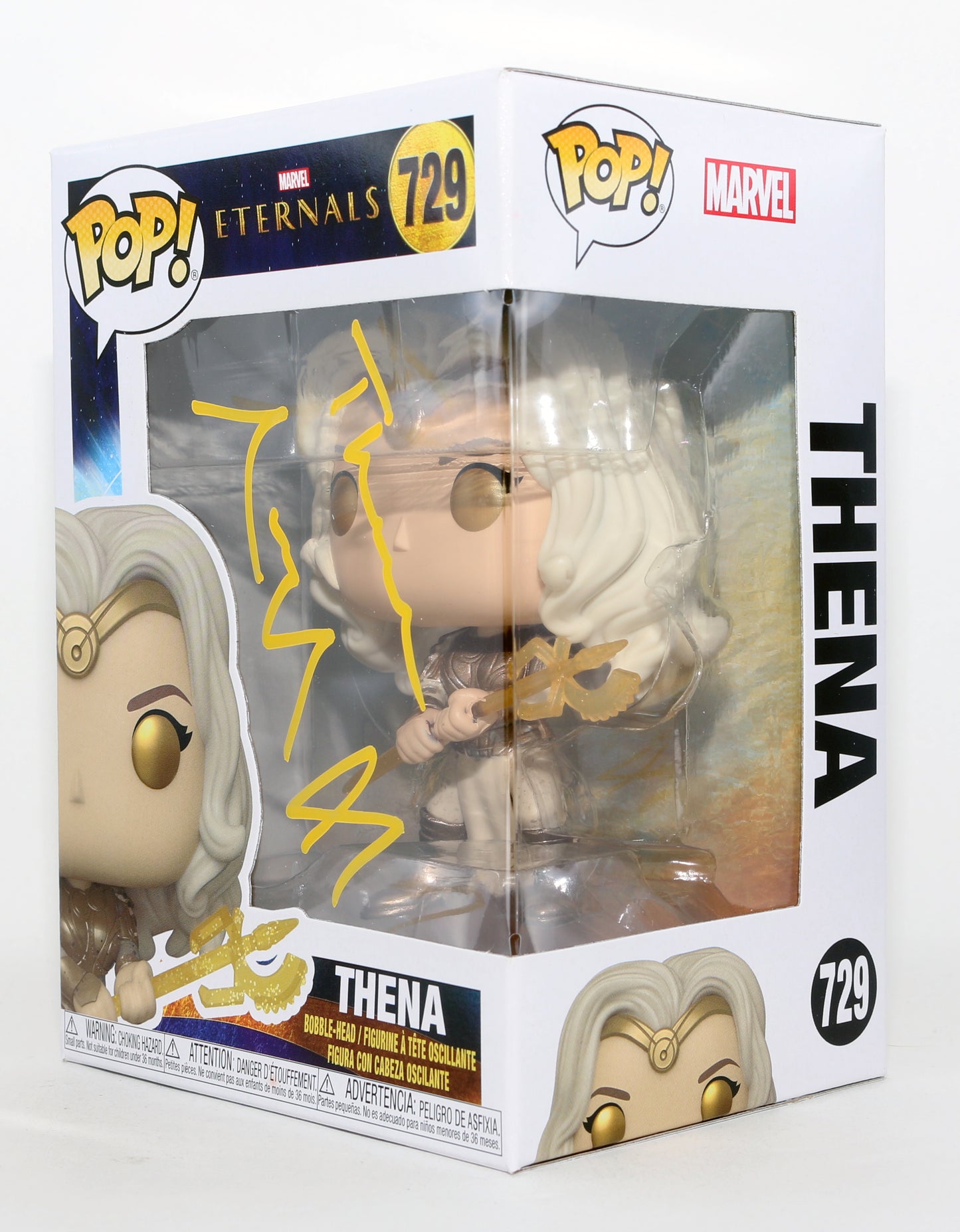 
                  
                    Angelina Jolie as Thena in The Eternals Signed Funko POP! #729 with Character Name
                  
                