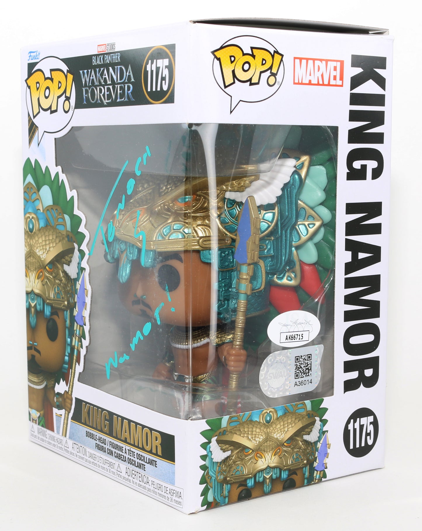 
                  
                    Tenoch Huerta as King Namor in Black Panther: Wakanda Forever (SWAU / JSA) Signed Funko POP! #1175 with Character Name
                  
                