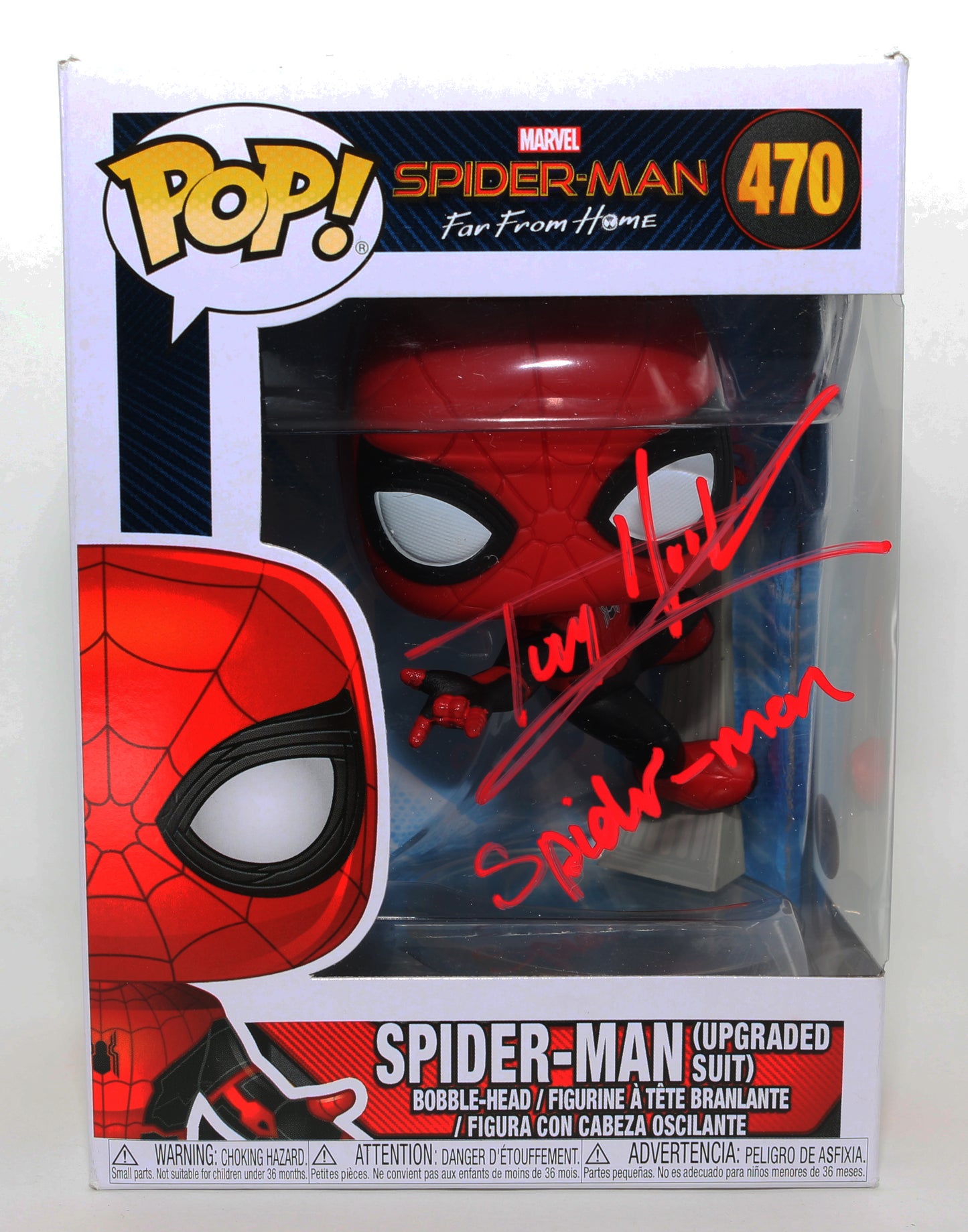 
                  
                    Tom Holland as Spider-Man in Spider-Man: Far From Home (JSA) Signed Funko POP! #470 with Character Name
                  
                