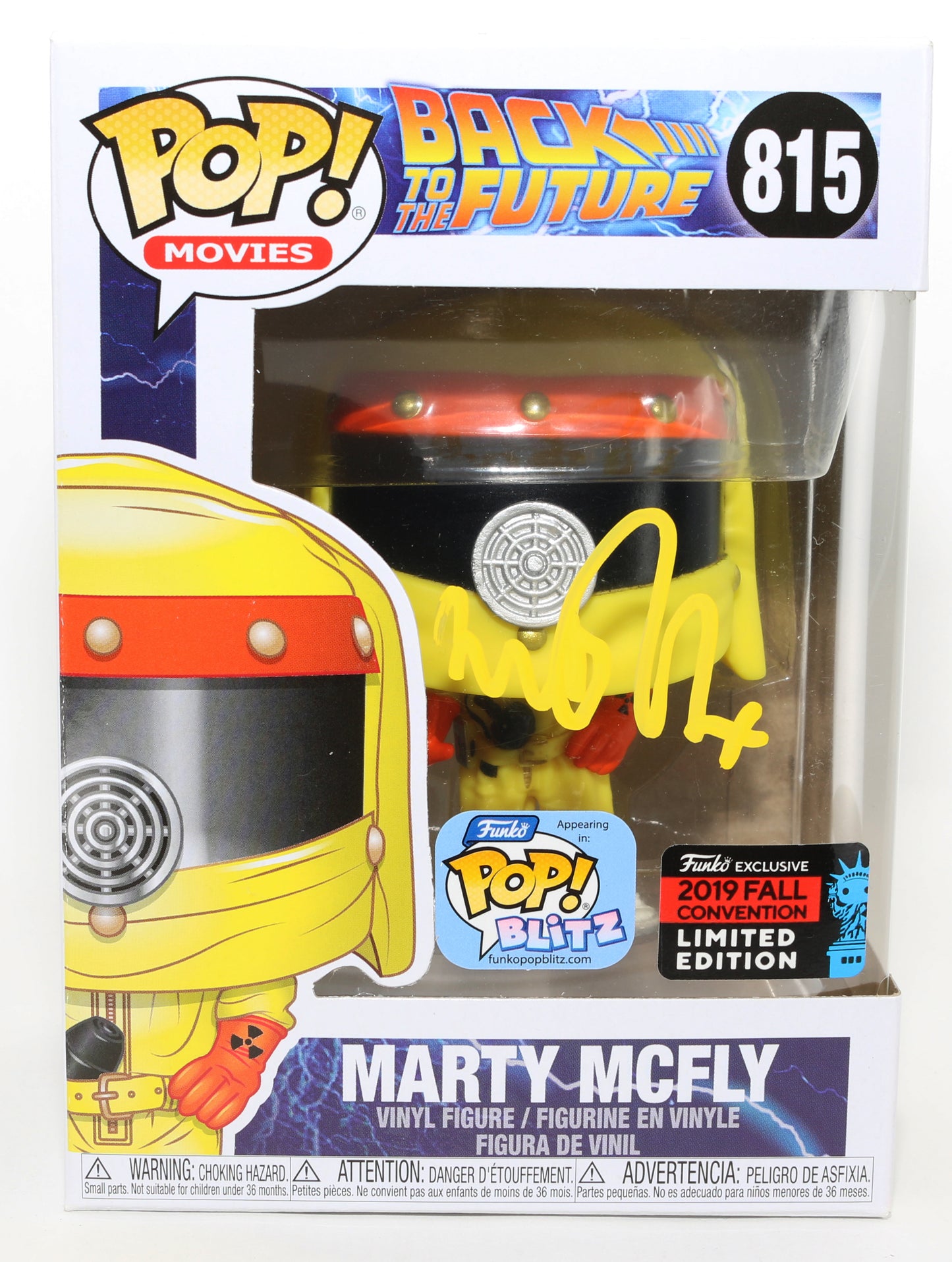 
                  
                    Michael J. Fox as Marty McFly in Back to the Future Pop Blitz Exclusive & 2019 Fall Convention Limited Edition (JSA) Signed Funko POP! #815
                  
                