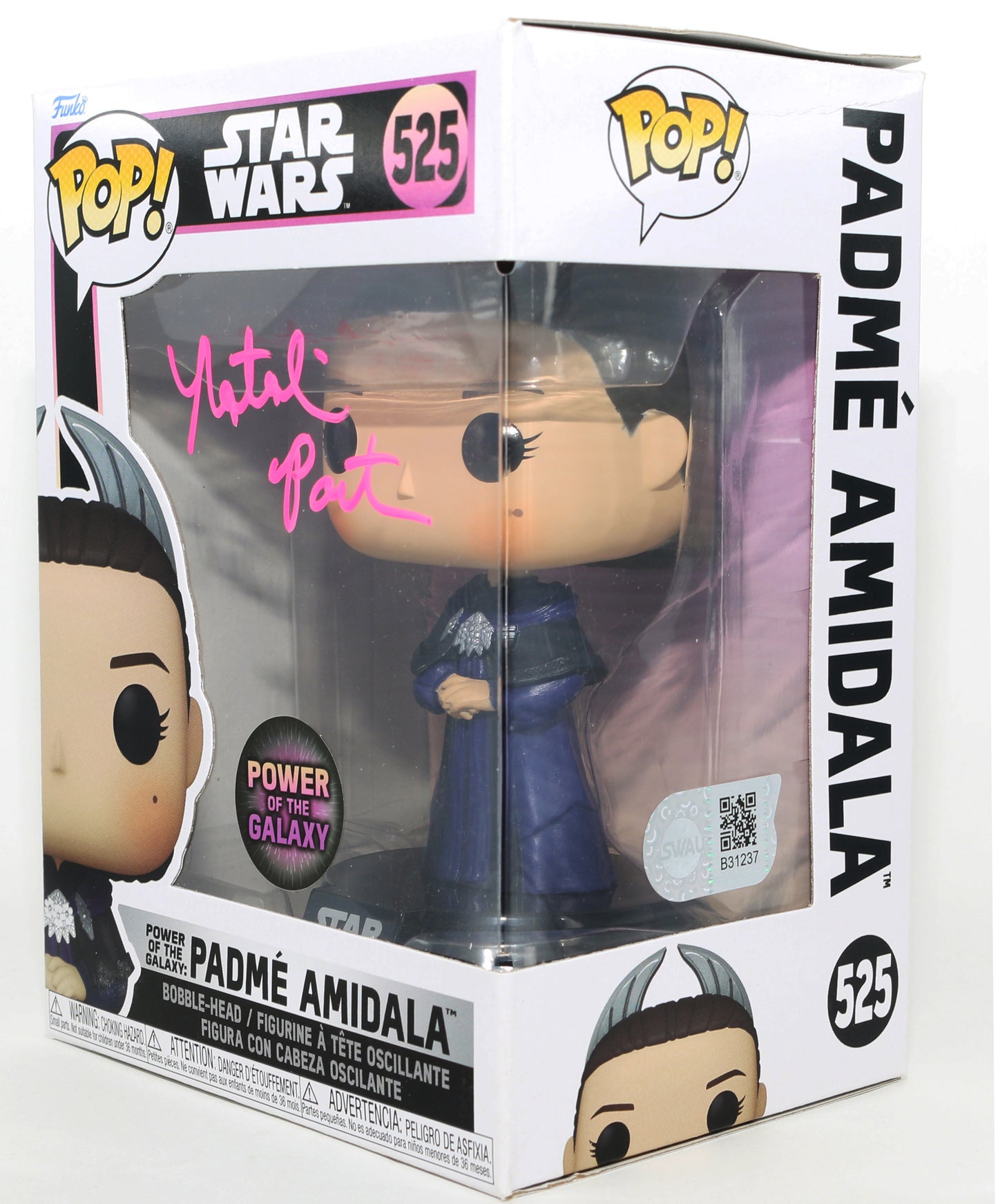 
                  
                    Natalie Portman as Padme Amidala in Star Wars Power of the Galaxy Exclusive (SWAU) Signed Funko POP! #525
                  
                