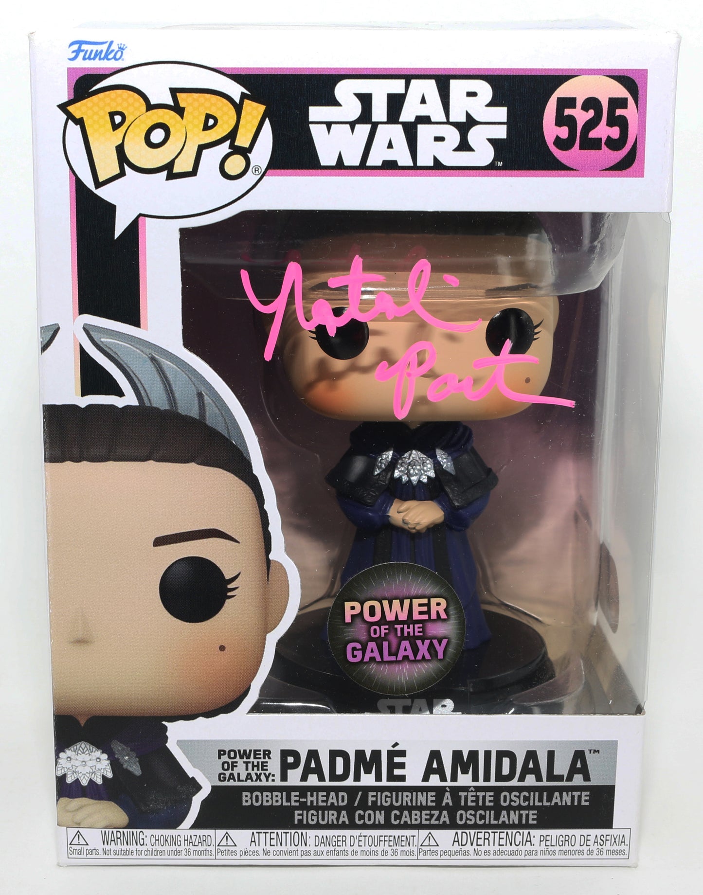 
                  
                    Natalie Portman as Padme Amidala in Star Wars Power of the Galaxy Exclusive (SWAU) Signed Funko POP! #525
                  
                