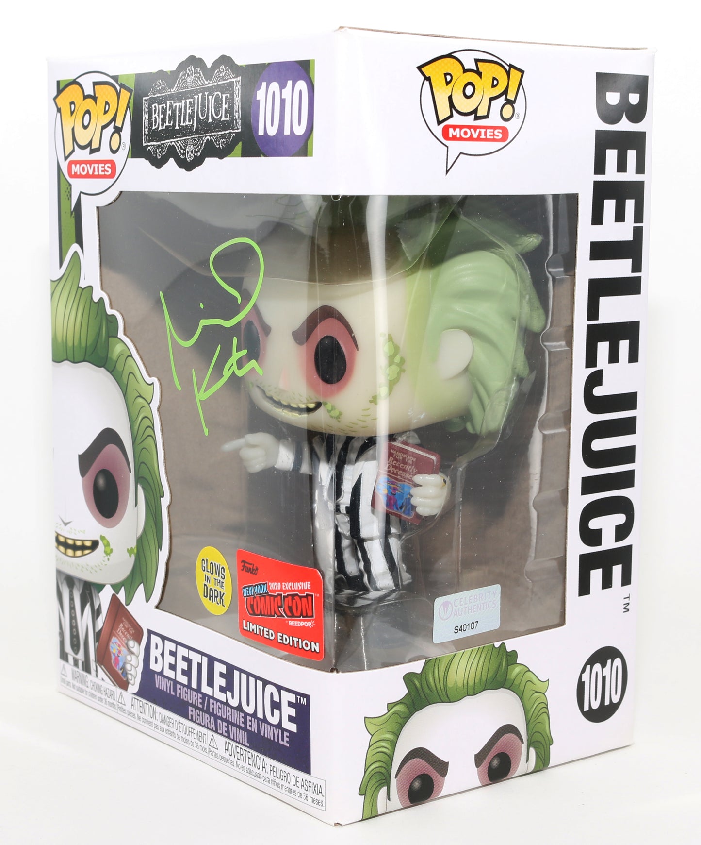 
                  
                    Michael Keaton as Beetlejuice in Tim Burton's Beetlejuice GITD 2020 New York Comic Con Exclusive (Celebrity Authentics) Signed Funko POP! #1010
                  
                