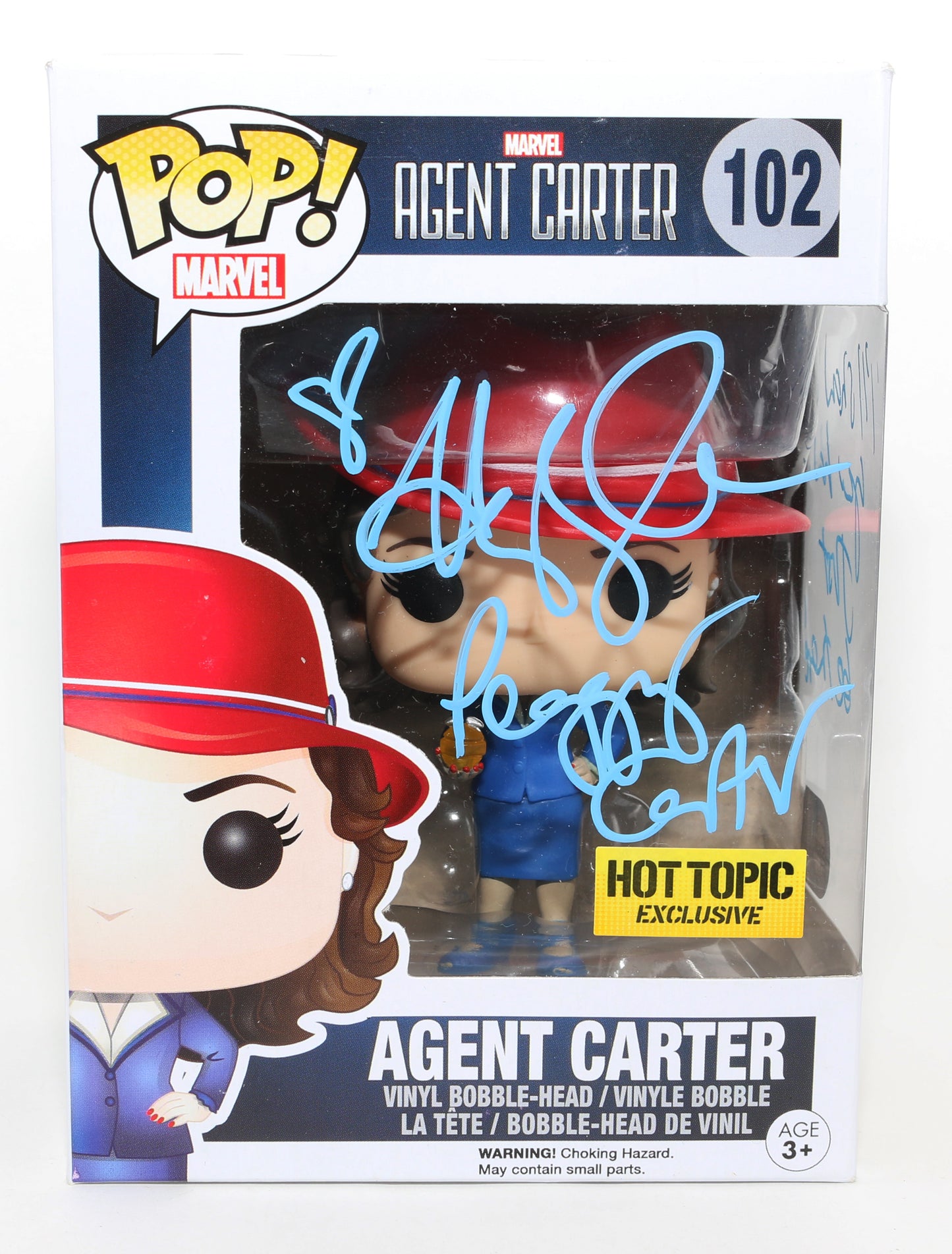 
                  
                    Hayley Atwell as Agent Peggy Carter in Marvel's Agent Carter Hot Topic Exclusive (SWAU) Signed Funko POP! #102 with Character Name & Quote
                  
                