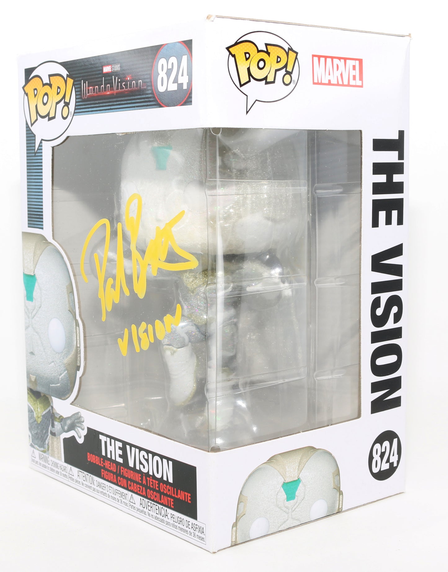 
                  
                    Paul Bettany as Vision [White Costume] in WandaVision Books-A-Million Exclusive Diamond Collection Signed Funko POP! #824 with Character Name
                  
                