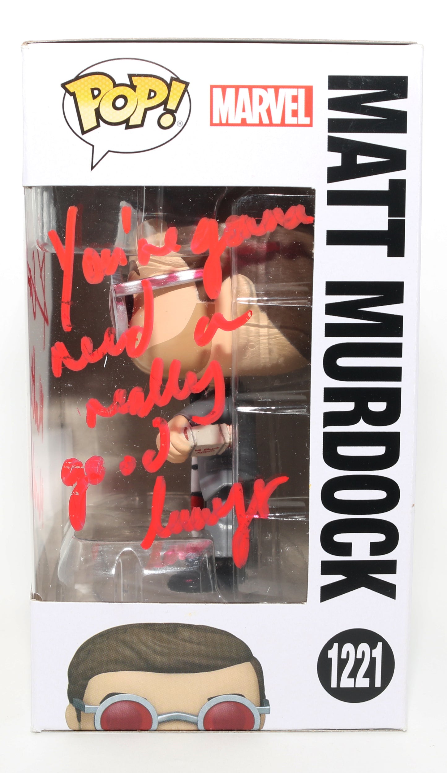 
                  
                    Charlie Cox as Matt Murdock in Spider-Man: No Way Home Signed Funko POP! #1221 with Character Name & Quote
                  
                